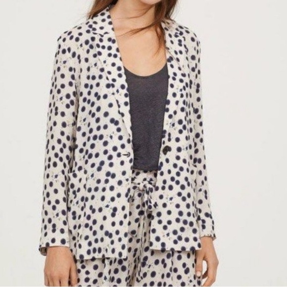 H&M Jackets & Blazers - H&M X Anna Glover Lightweight Viscose Bee Dotted Print Blazer Jacket